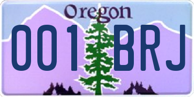 OR license plate 001BRJ