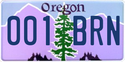 OR license plate 001BRN