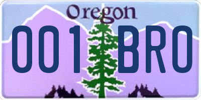 OR license plate 001BRO