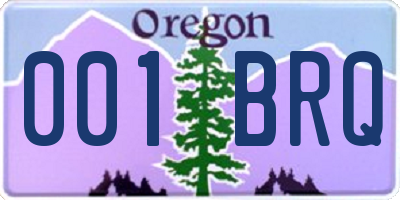 OR license plate 001BRQ