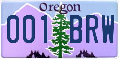 OR license plate 001BRW