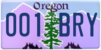 OR license plate 001BRY