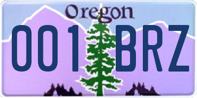 OR license plate 001BRZ