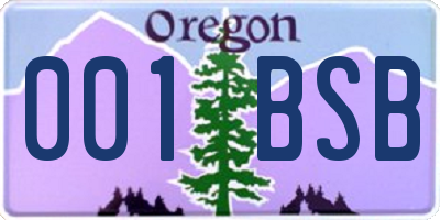 OR license plate 001BSB