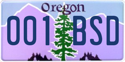 OR license plate 001BSD