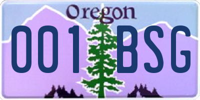 OR license plate 001BSG