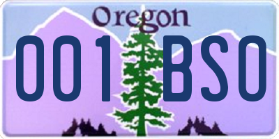 OR license plate 001BSO