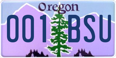 OR license plate 001BSU