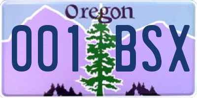 OR license plate 001BSX