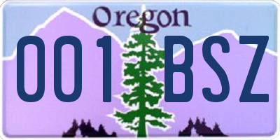 OR license plate 001BSZ