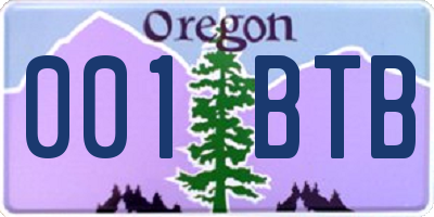 OR license plate 001BTB