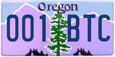 OR license plate 001BTC