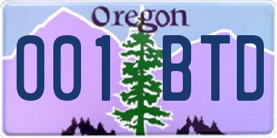 OR license plate 001BTD