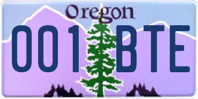 OR license plate 001BTE