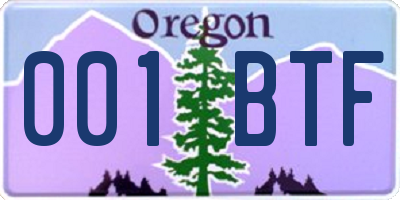 OR license plate 001BTF