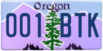 OR license plate 001BTK