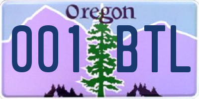 OR license plate 001BTL