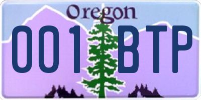 OR license plate 001BTP