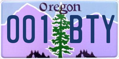 OR license plate 001BTY