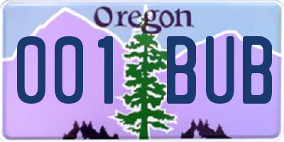 OR license plate 001BUB