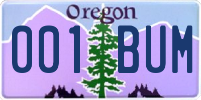 OR license plate 001BUM
