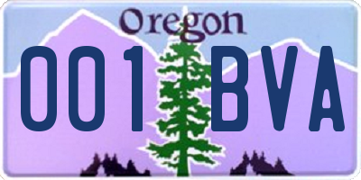 OR license plate 001BVA