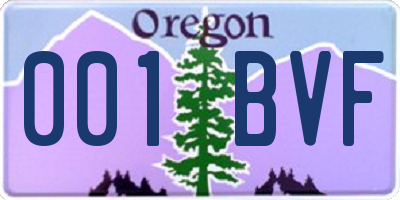 OR license plate 001BVF