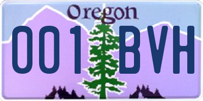 OR license plate 001BVH