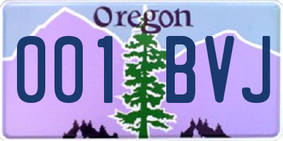 OR license plate 001BVJ