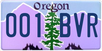 OR license plate 001BVR