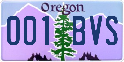 OR license plate 001BVS