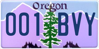 OR license plate 001BVY