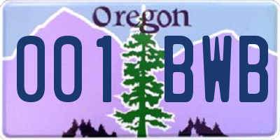 OR license plate 001BWB