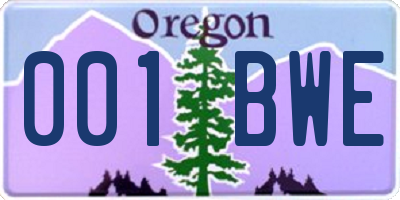 OR license plate 001BWE