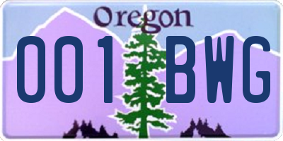 OR license plate 001BWG