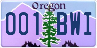 OR license plate 001BWI