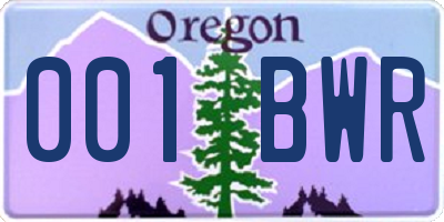 OR license plate 001BWR