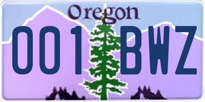 OR license plate 001BWZ