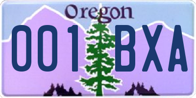 OR license plate 001BXA