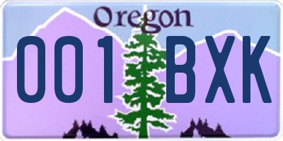 OR license plate 001BXK