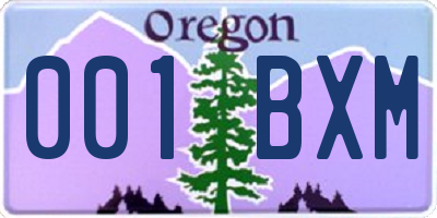 OR license plate 001BXM