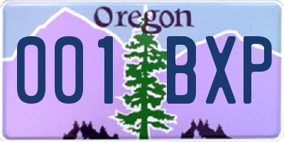 OR license plate 001BXP