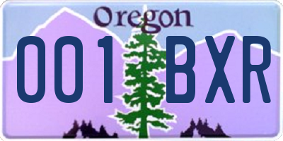 OR license plate 001BXR