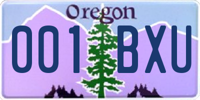 OR license plate 001BXU