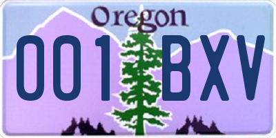 OR license plate 001BXV