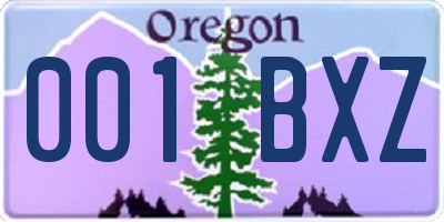 OR license plate 001BXZ