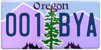 OR license plate 001BYA