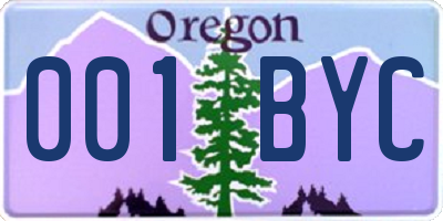 OR license plate 001BYC