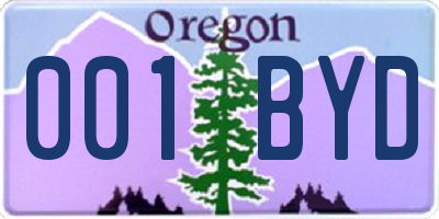 OR license plate 001BYD