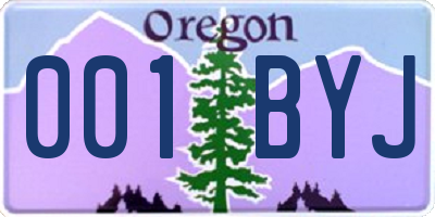 OR license plate 001BYJ